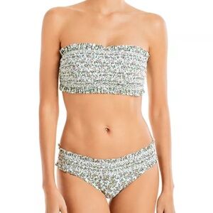 Tory Burch Costa floral smocked bandeau bikini